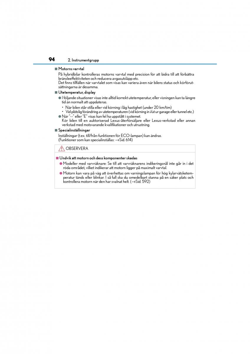 Lexus CT200h instruktionsbok / page 94