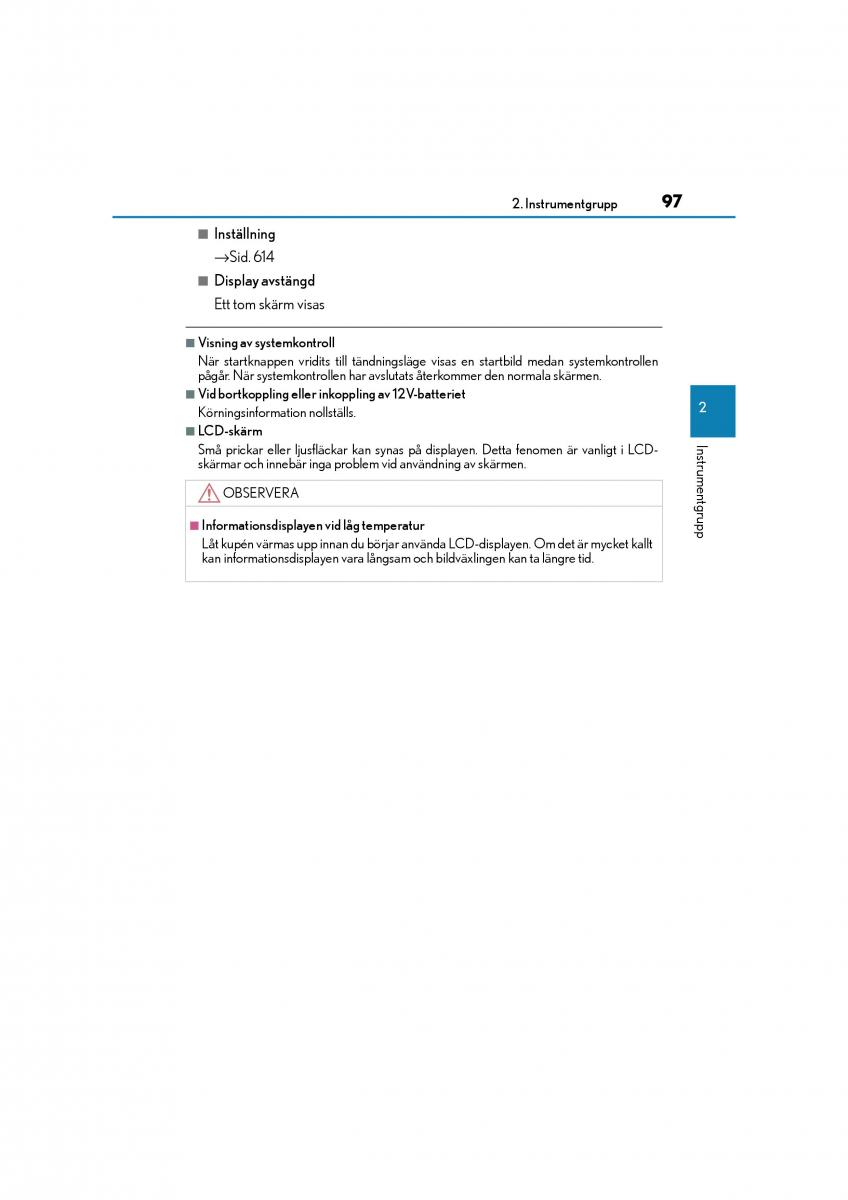 Lexus CT200h instruktionsbok / page 97