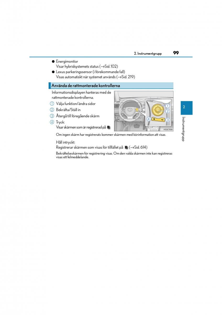 Lexus CT200h instruktionsbok / page 99