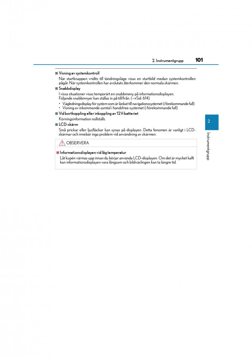 Lexus CT200h instruktionsbok / page 101