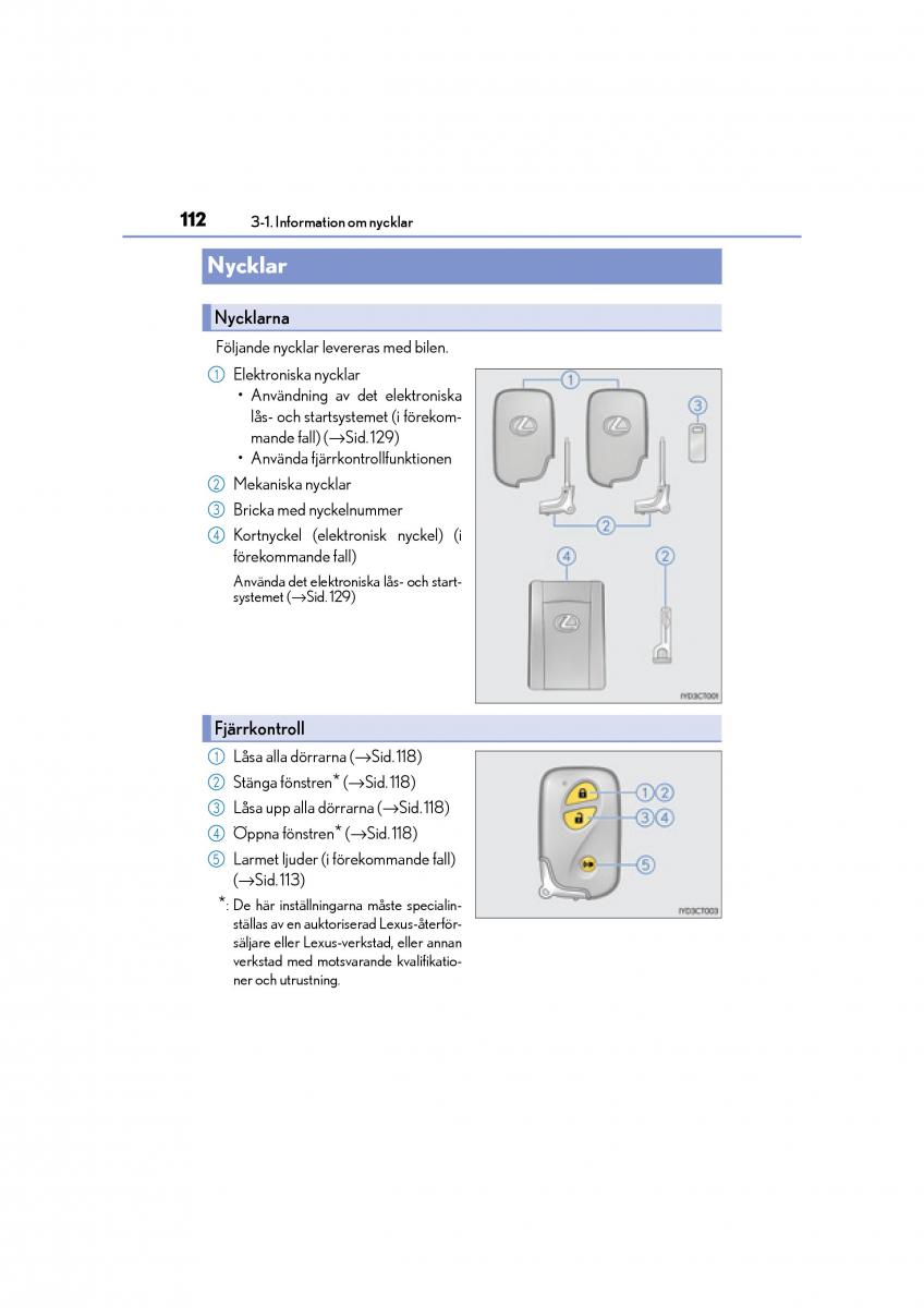 Lexus CT200h instruktionsbok / page 112