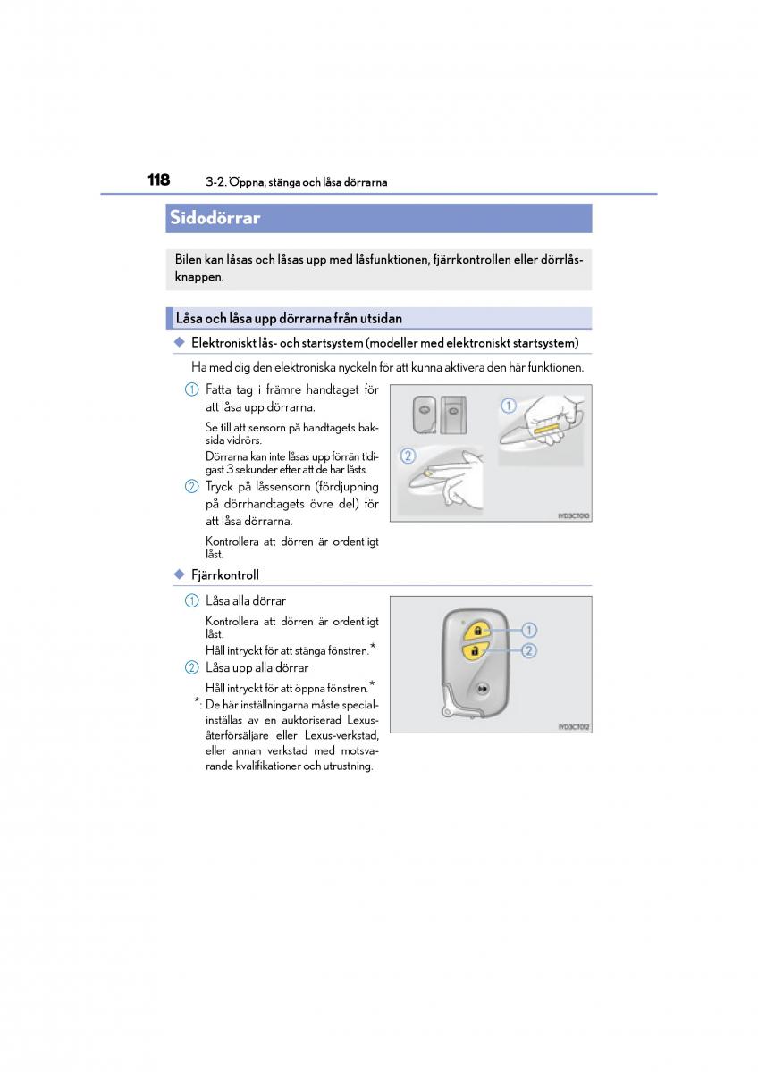 Lexus CT200h instruktionsbok / page 118