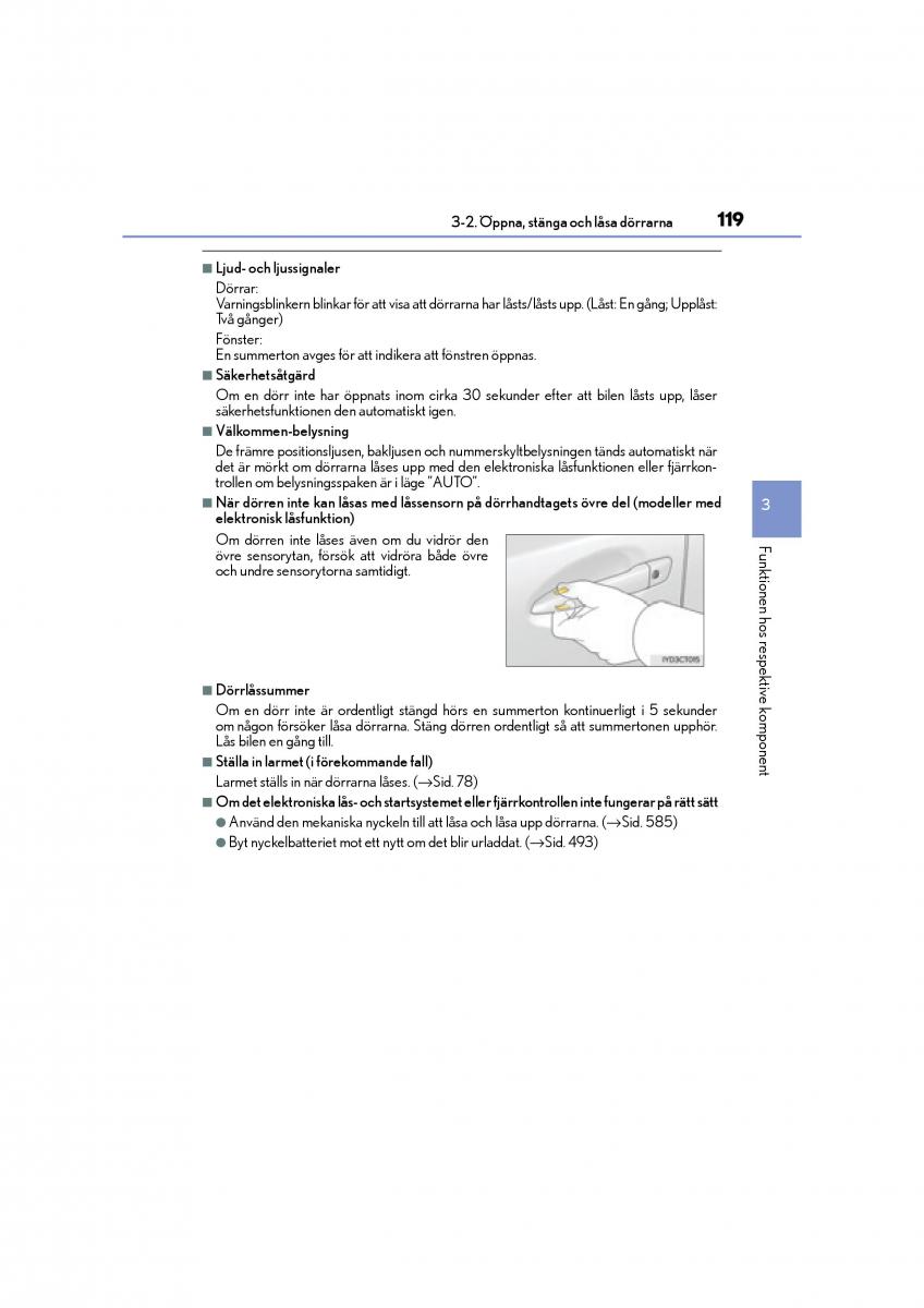 Lexus CT200h instruktionsbok / page 119