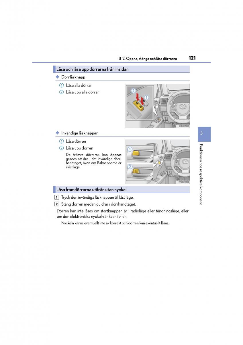 Lexus CT200h instruktionsbok / page 121