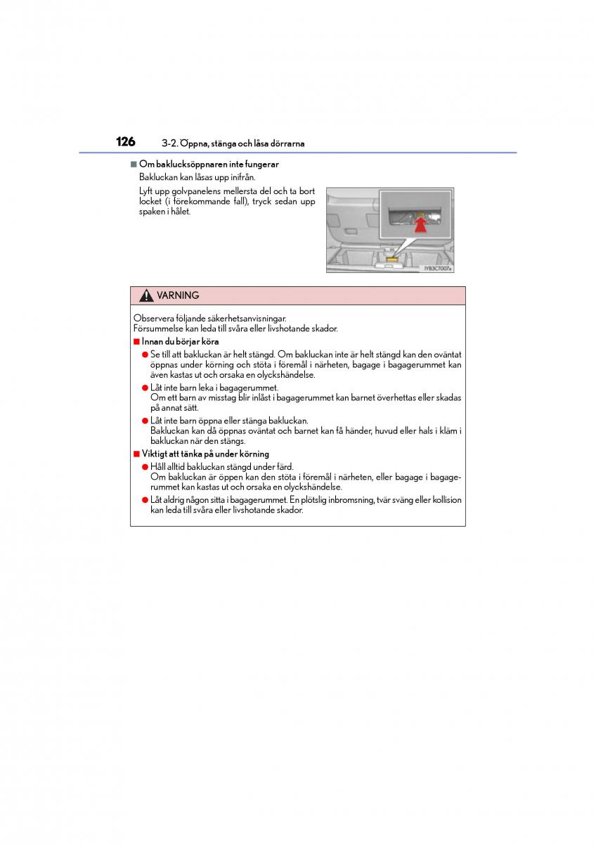 Lexus CT200h instruktionsbok / page 126