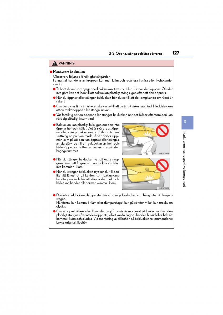 Lexus CT200h instruktionsbok / page 127