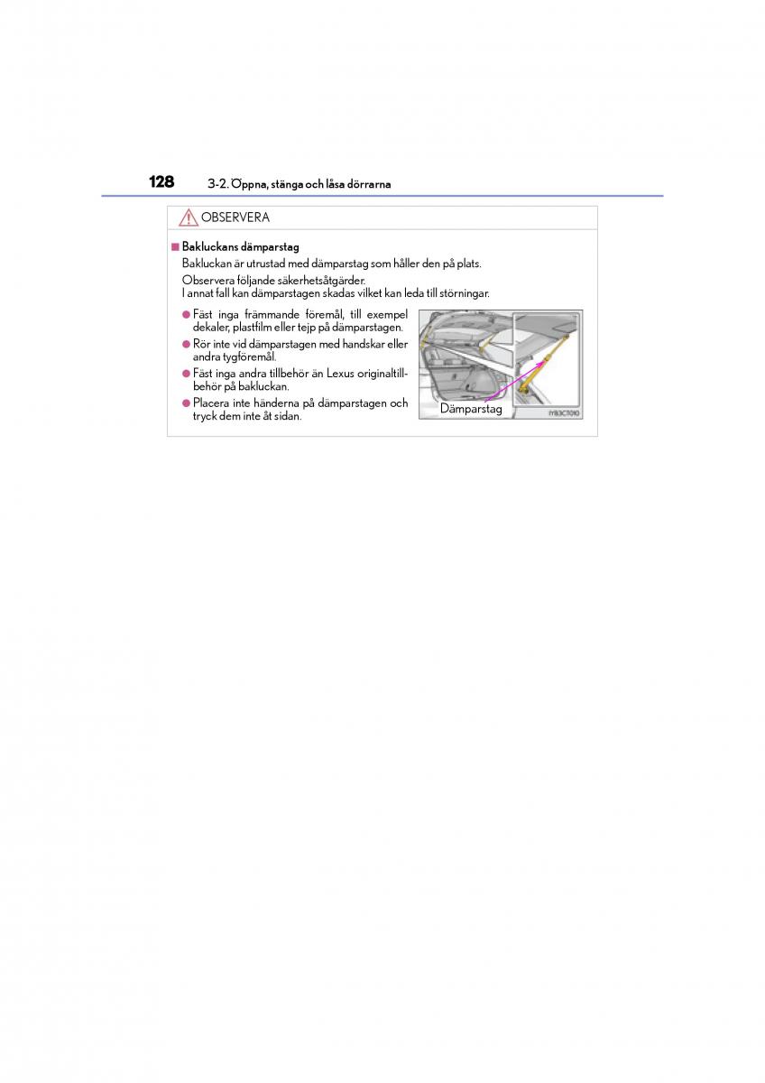 Lexus CT200h instruktionsbok / page 128