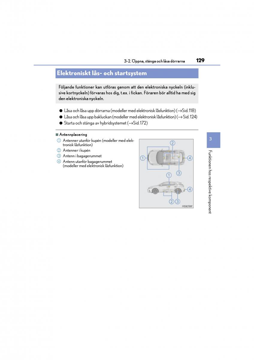 Lexus CT200h instruktionsbok / page 129