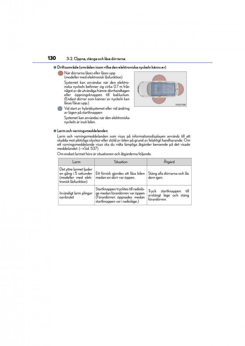 Lexus CT200h instruktionsbok / page 130