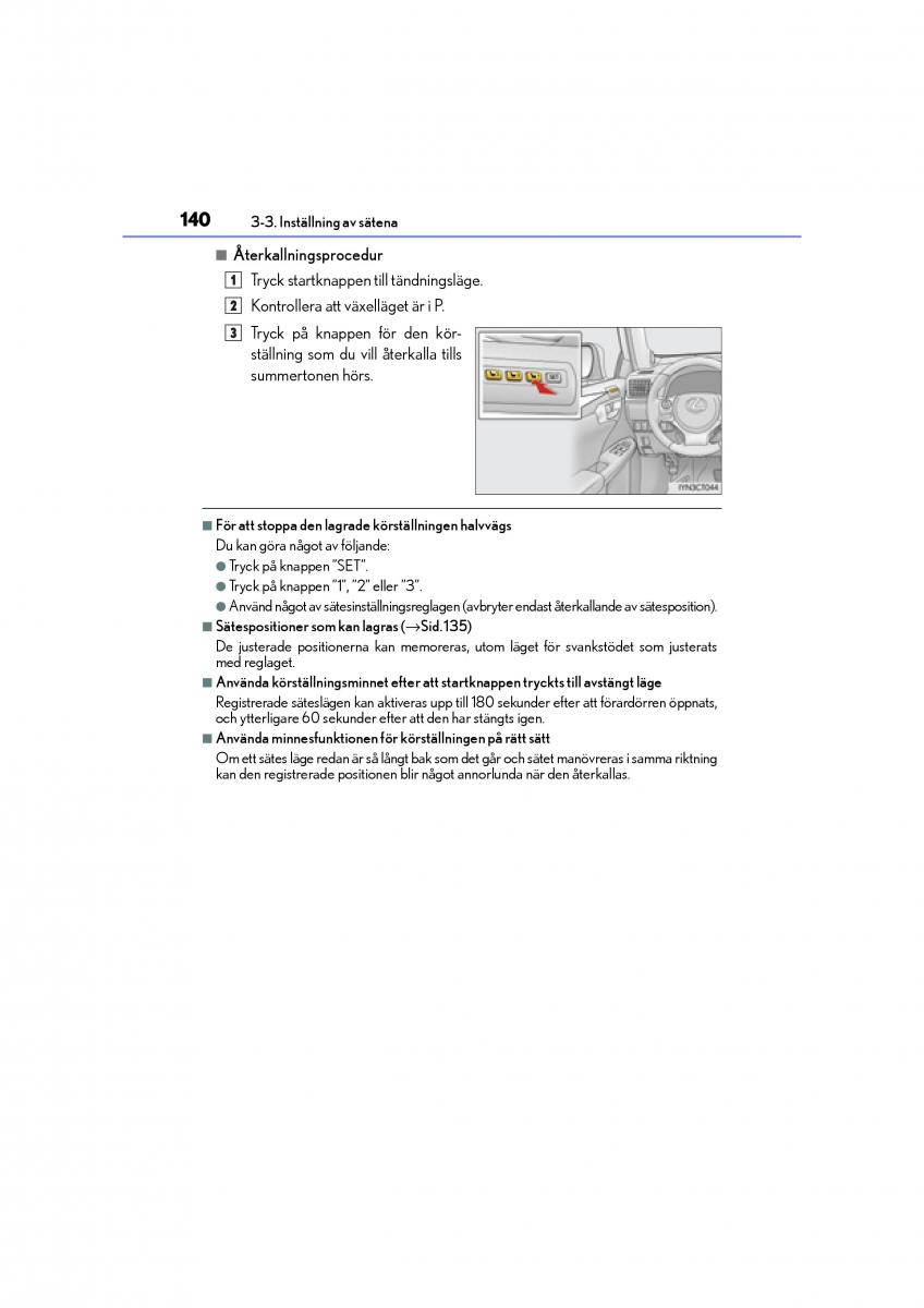 Lexus CT200h instruktionsbok / page 140