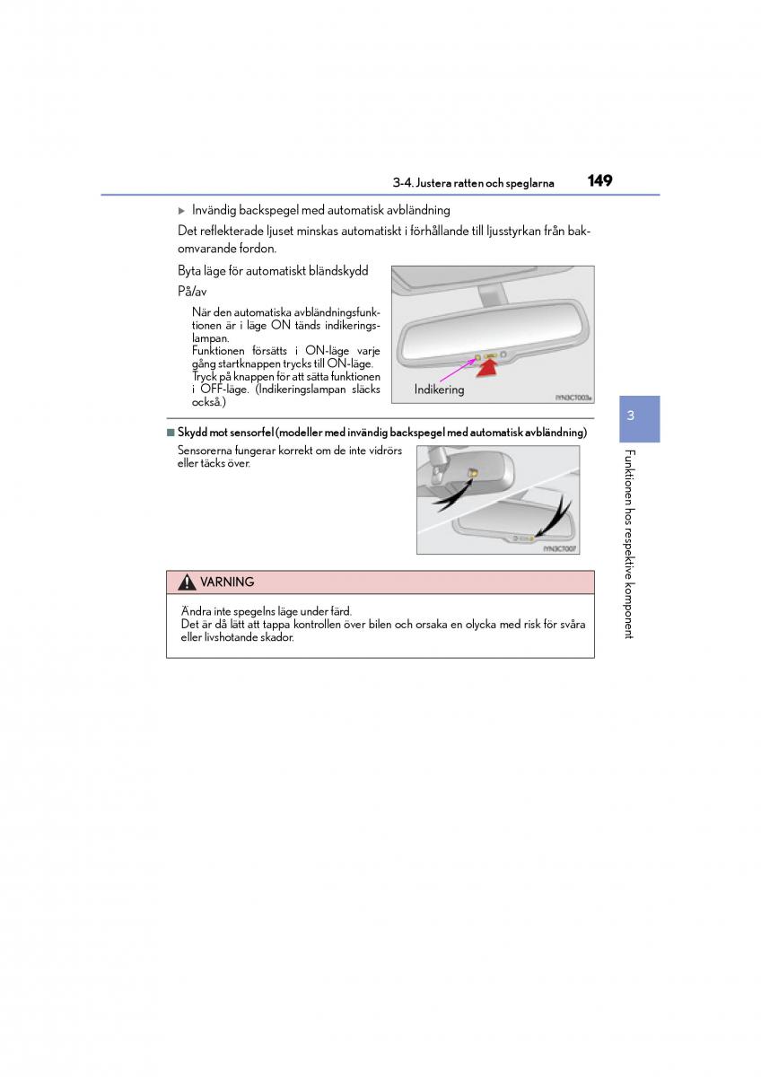 Lexus CT200h instruktionsbok / page 149