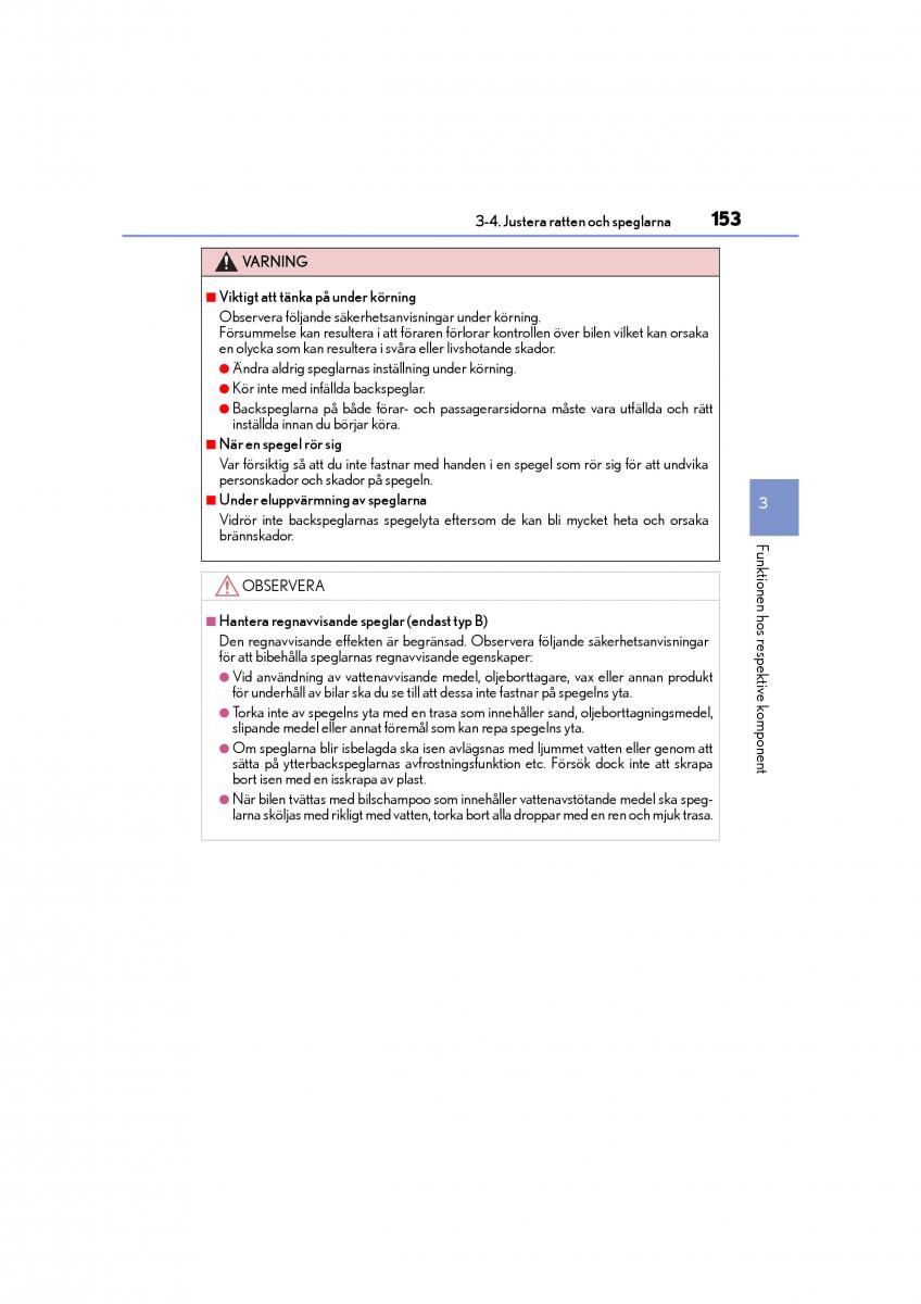 Lexus CT200h instruktionsbok / page 153