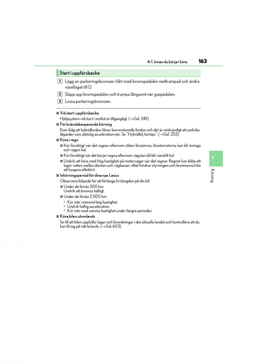 Lexus CT200h instruktionsbok / page 163