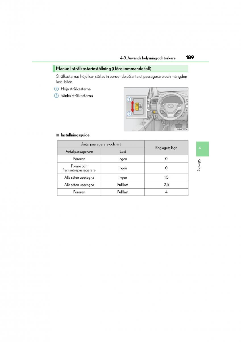 Lexus CT200h instruktionsbok / page 189