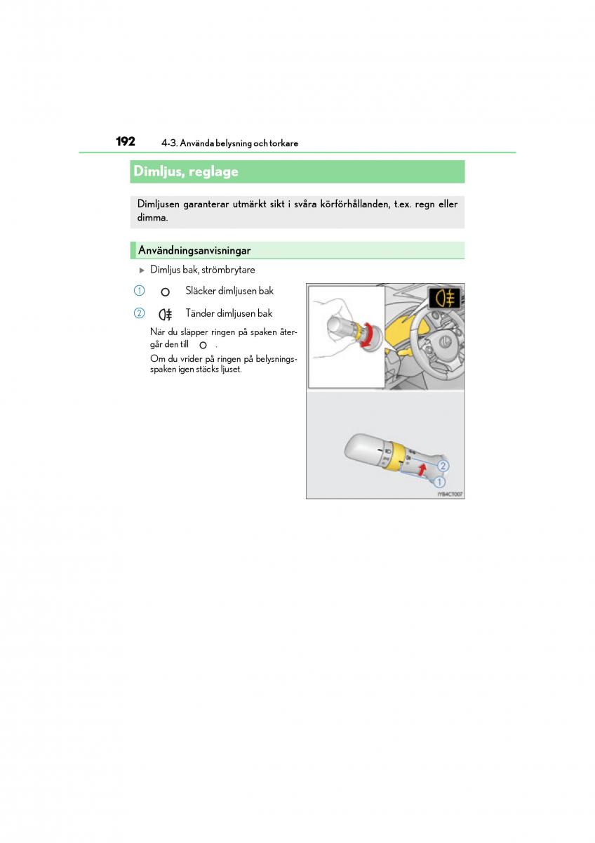 Lexus CT200h instruktionsbok / page 192