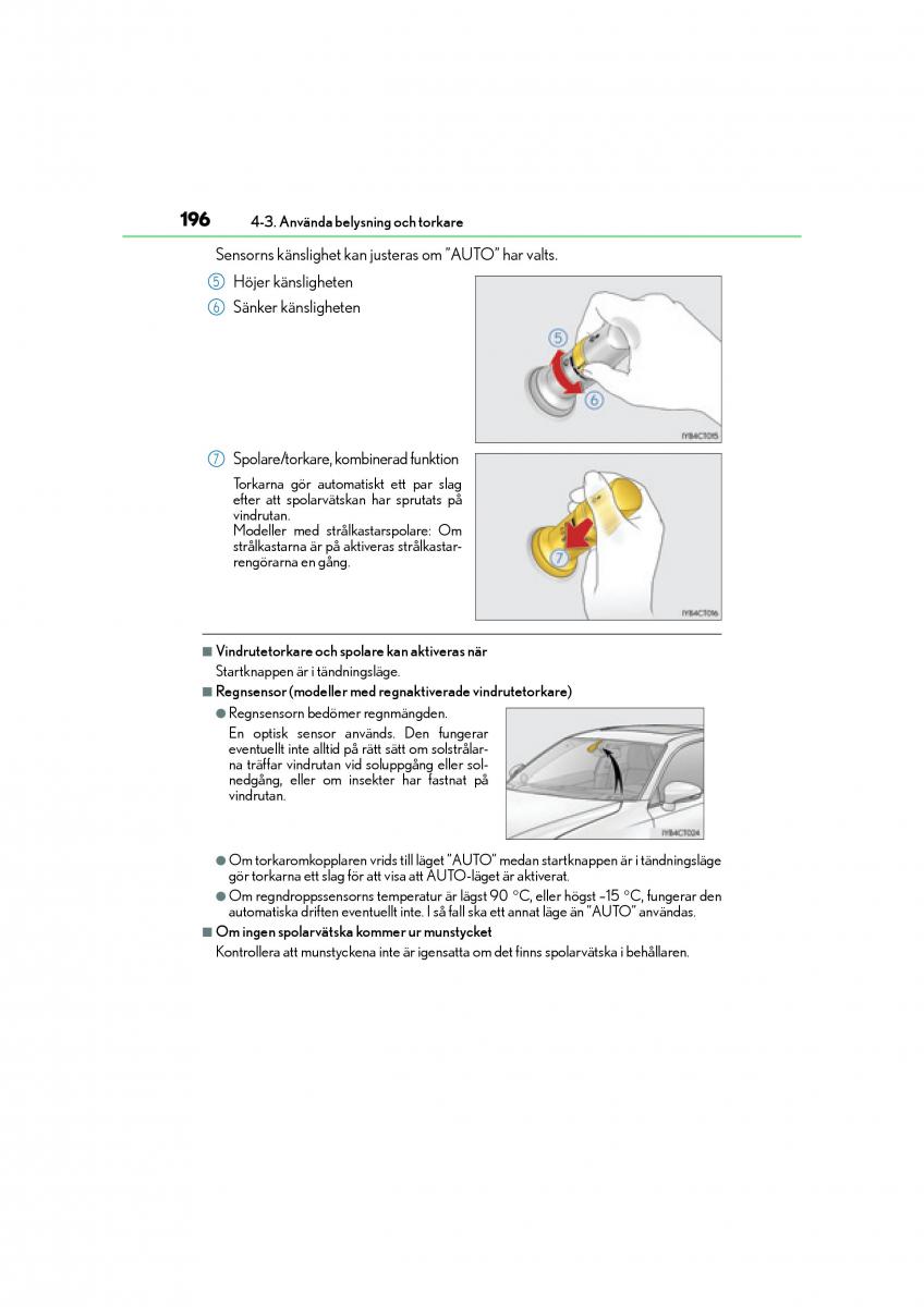 Lexus CT200h instruktionsbok / page 196