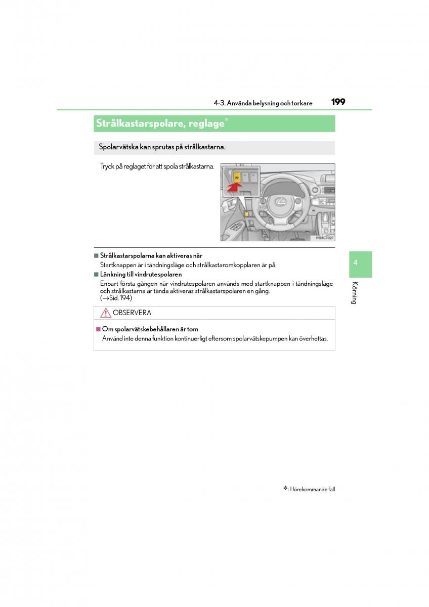 Lexus CT200h instruktionsbok / page 199