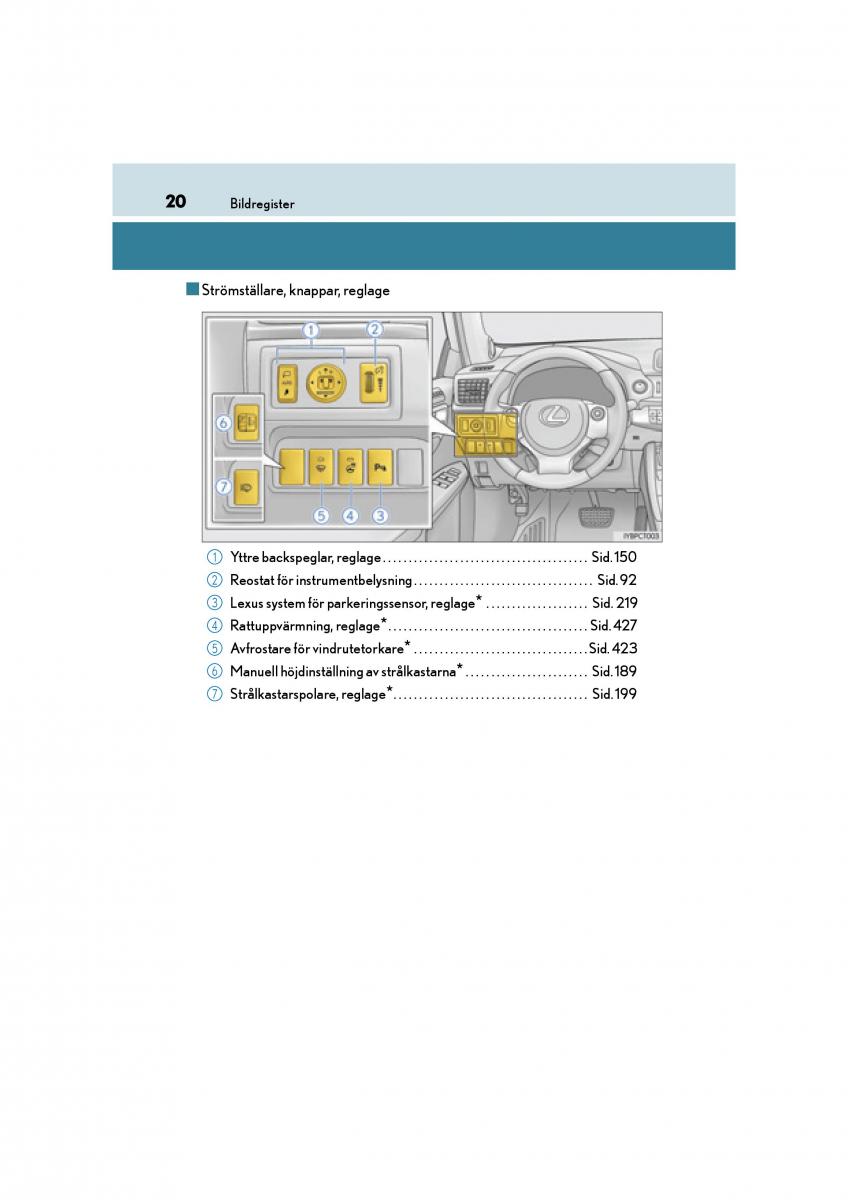 Lexus CT200h instruktionsbok / page 20