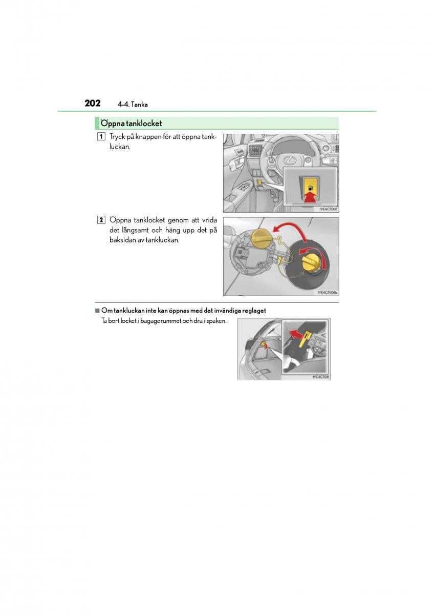 Lexus CT200h instruktionsbok / page 202