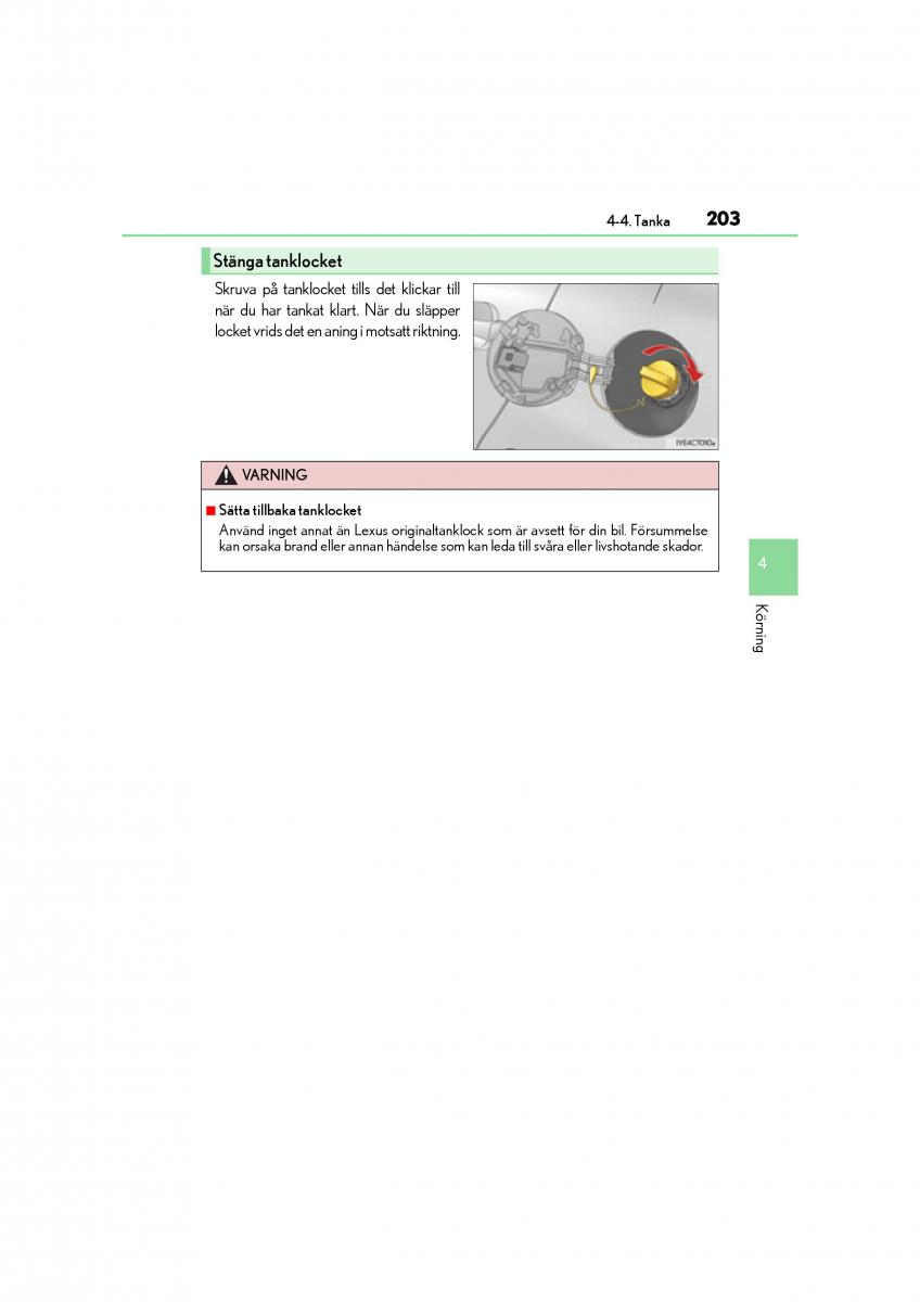 Lexus CT200h instruktionsbok / page 203