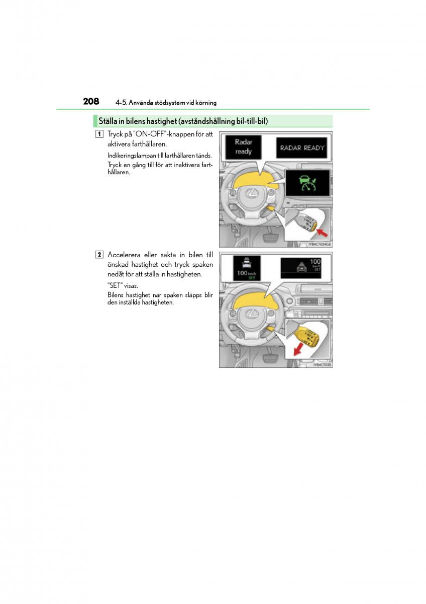 Lexus CT200h instruktionsbok / page 208