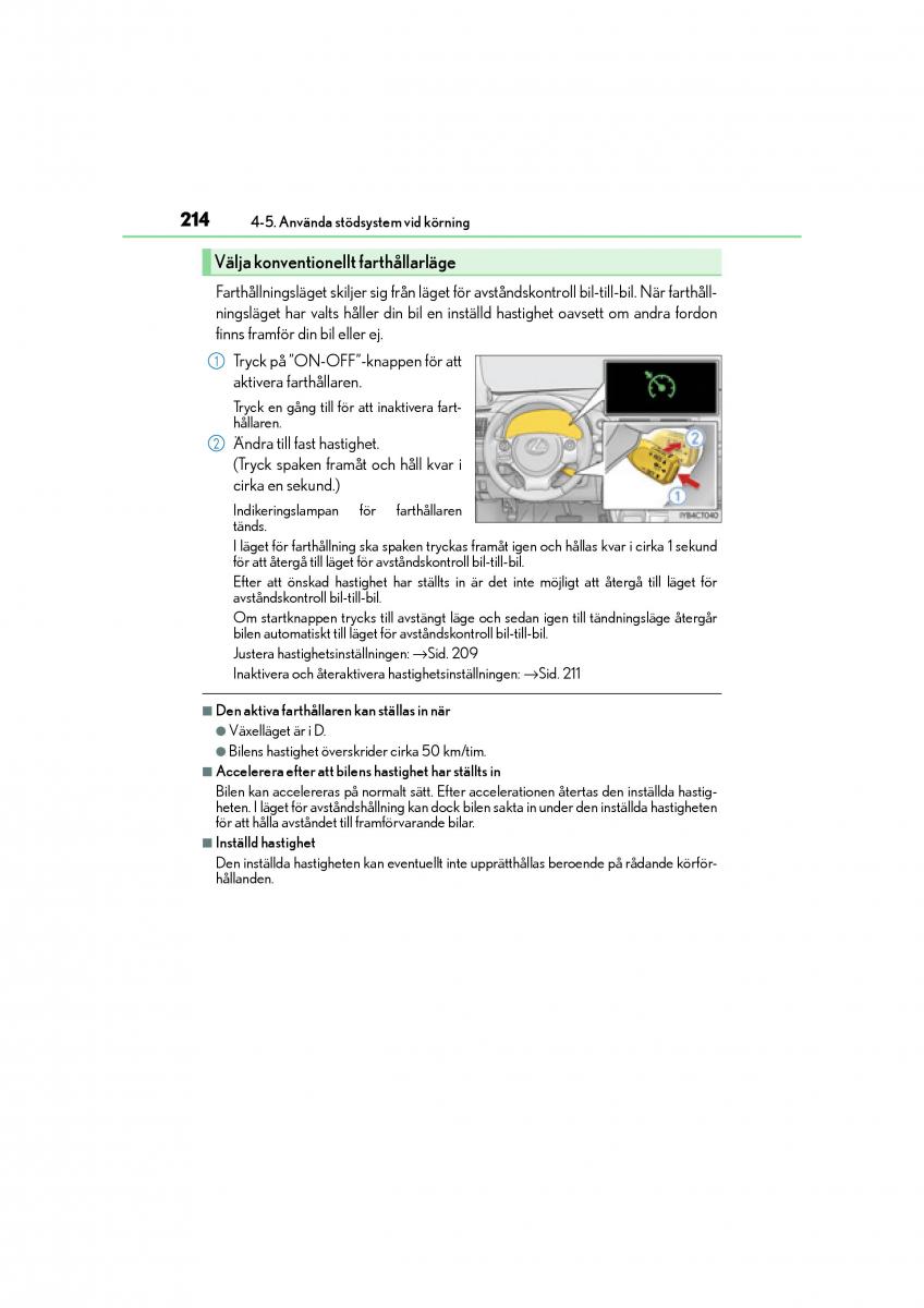 Lexus CT200h instruktionsbok / page 214