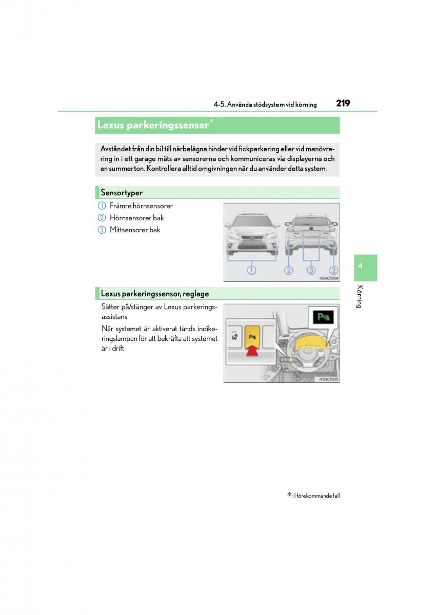 Lexus CT200h instruktionsbok / page 219