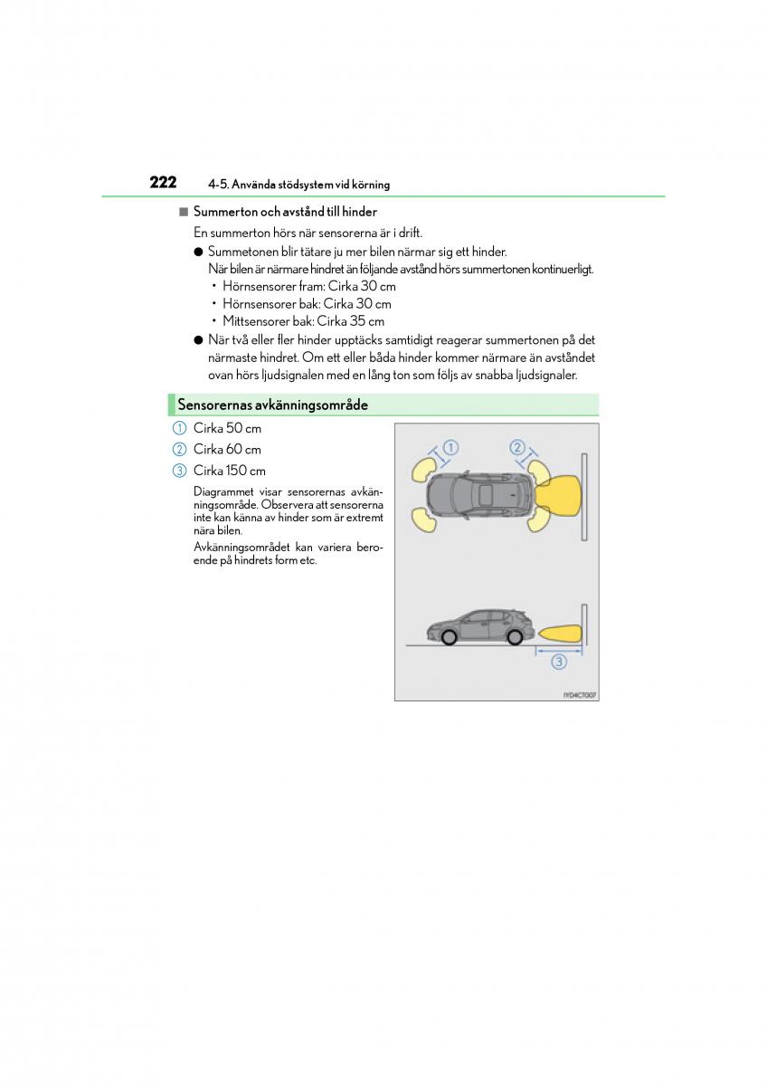 Lexus CT200h instruktionsbok / page 222