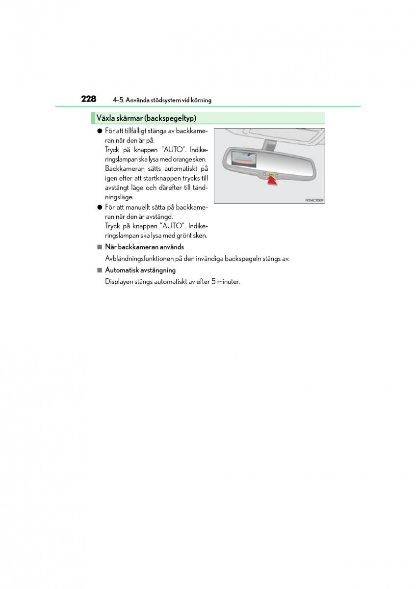 Lexus CT200h instruktionsbok / page 228