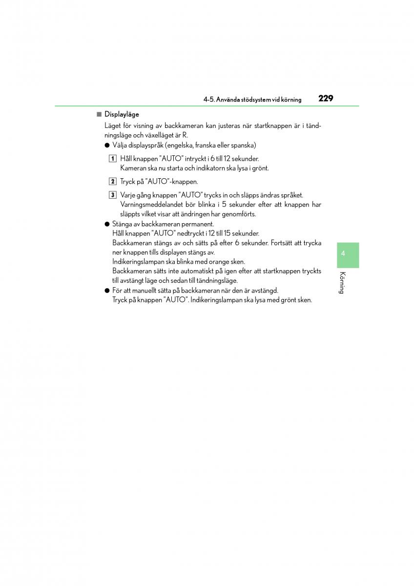 Lexus CT200h instruktionsbok / page 229