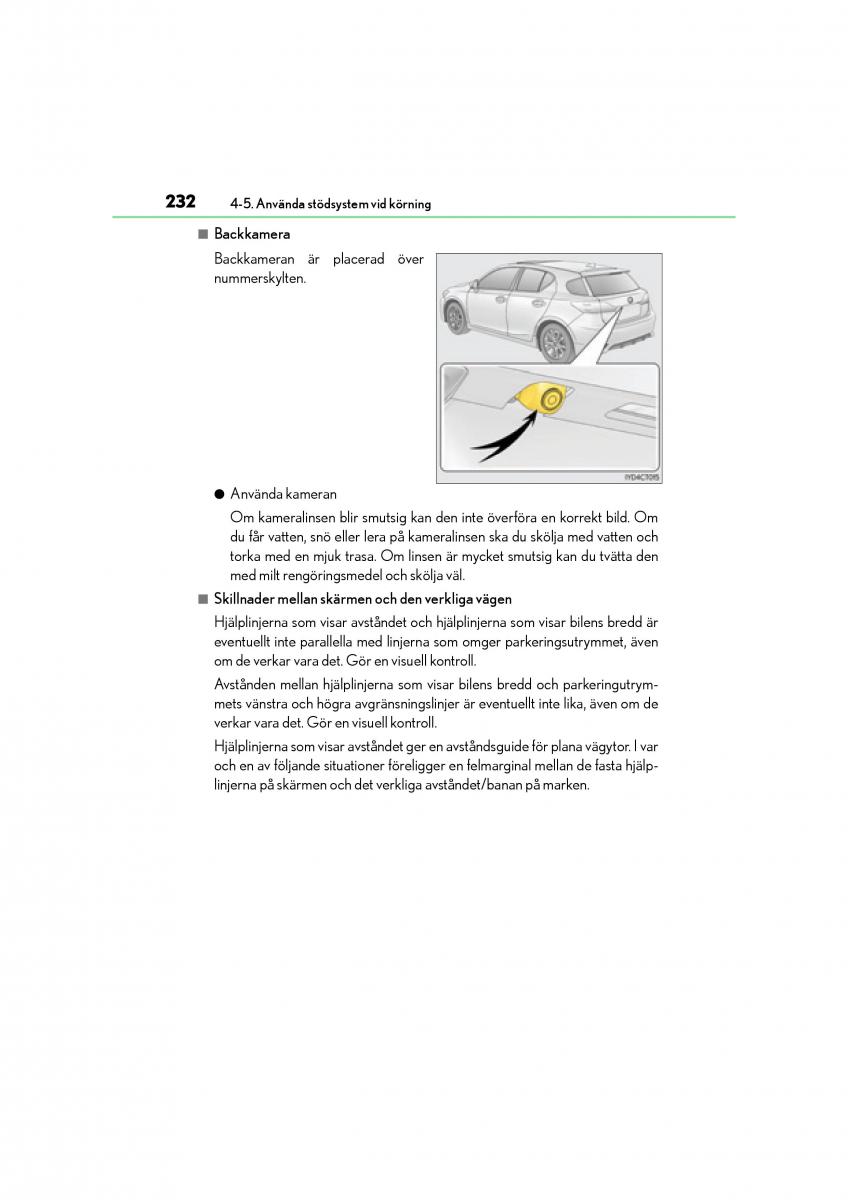 Lexus CT200h instruktionsbok / page 232