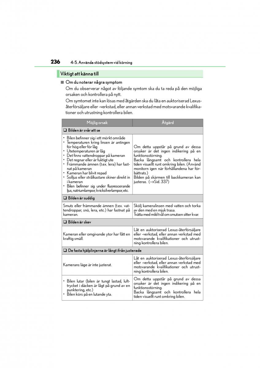 Lexus CT200h instruktionsbok / page 236