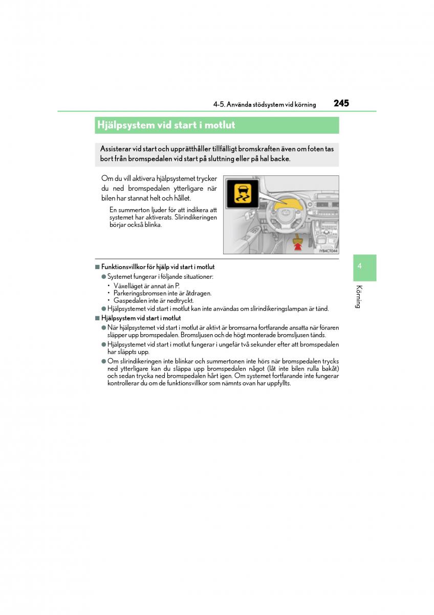 Lexus CT200h instruktionsbok / page 245