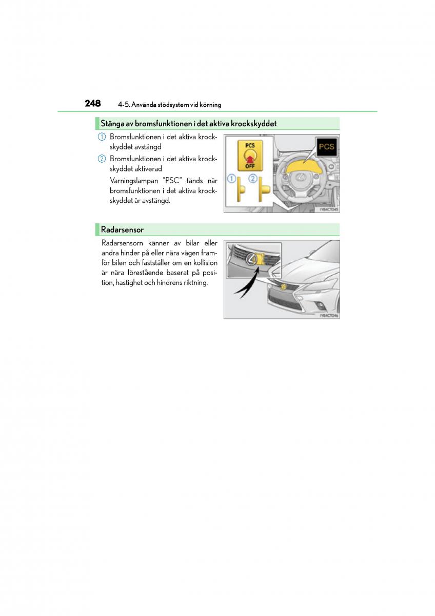 Lexus CT200h instruktionsbok / page 248