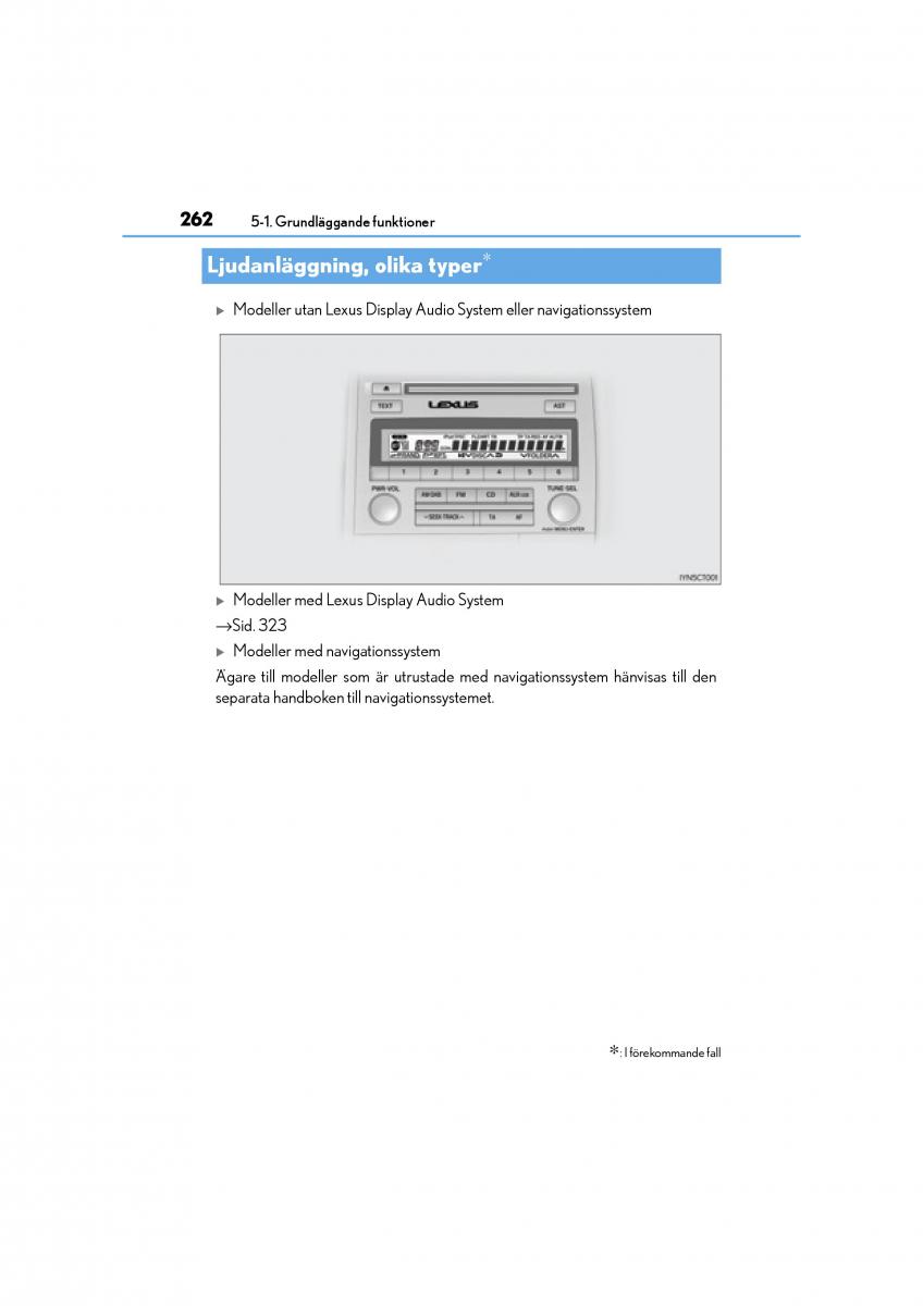 Lexus CT200h instruktionsbok / page 262