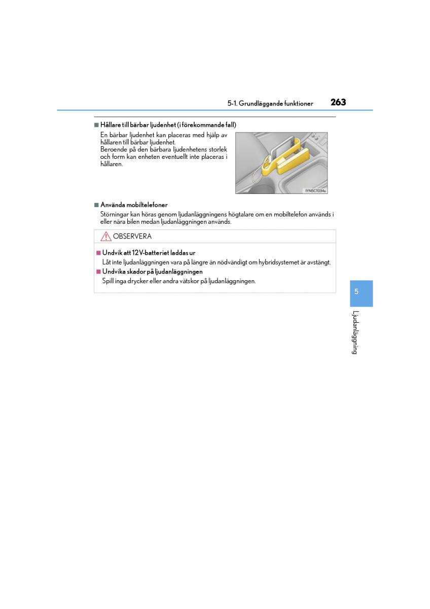 Lexus CT200h instruktionsbok / page 263