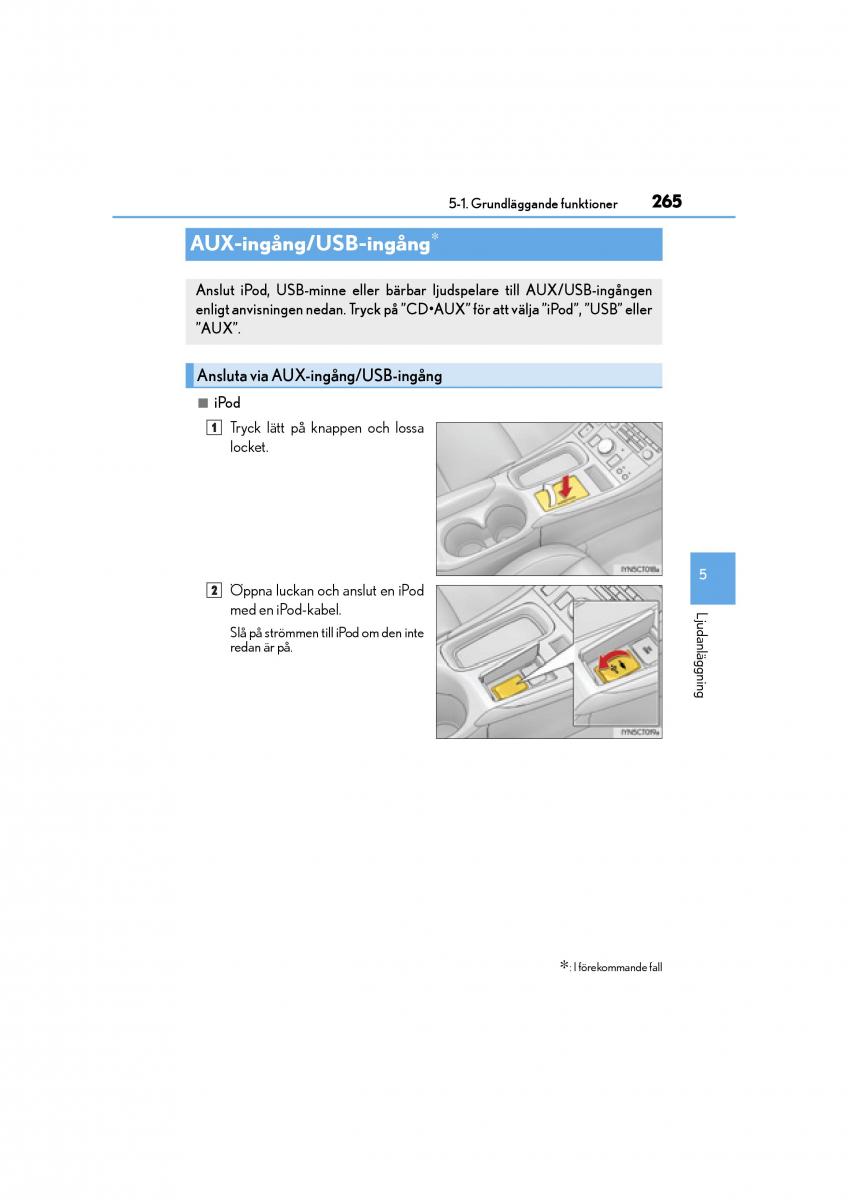 Lexus CT200h instruktionsbok / page 265