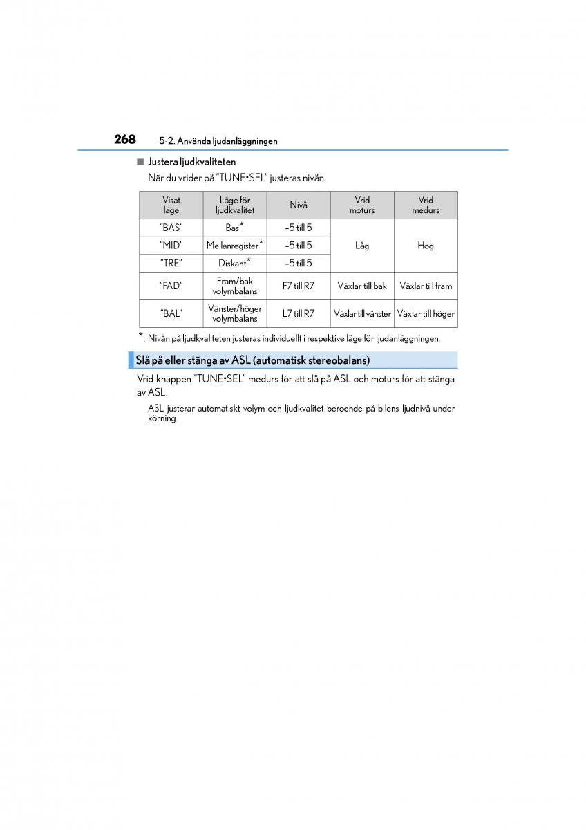 Lexus CT200h instruktionsbok / page 268