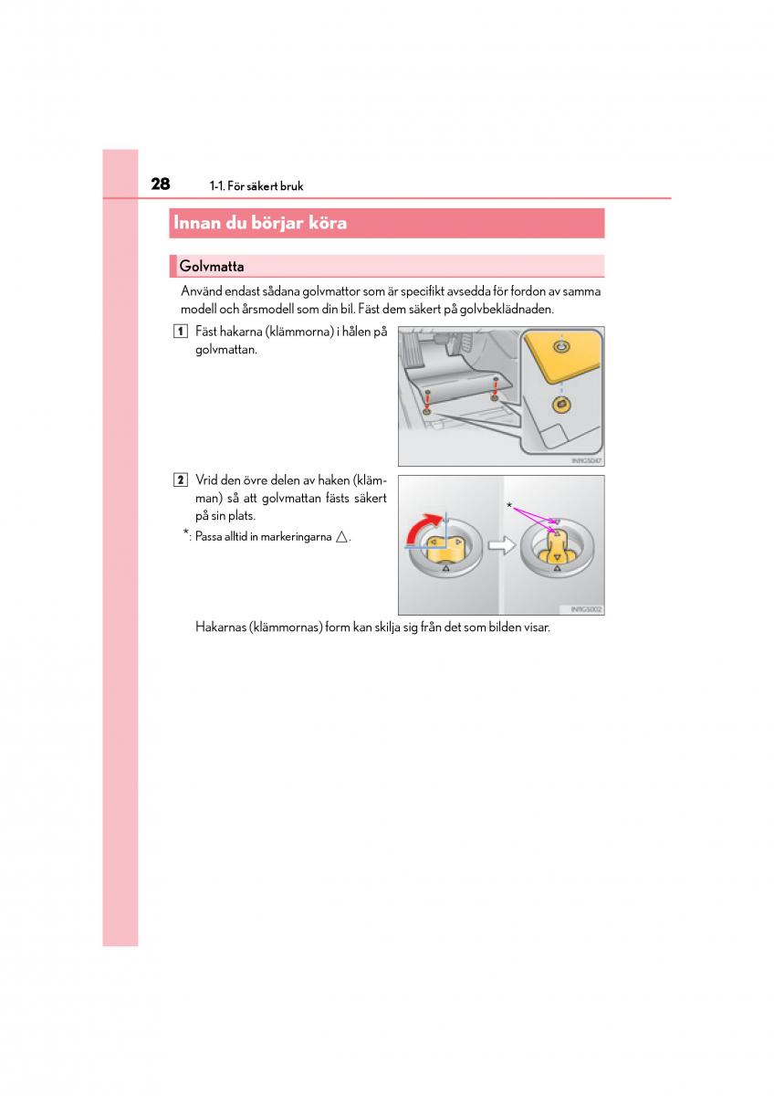 Lexus CT200h instruktionsbok / page 28