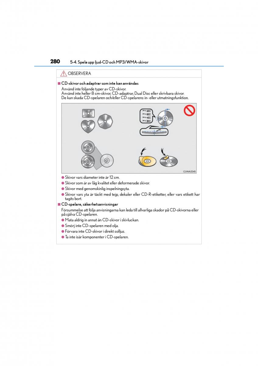 Lexus CT200h instruktionsbok / page 280