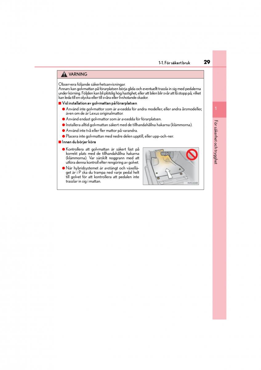 Lexus CT200h instruktionsbok / page 29