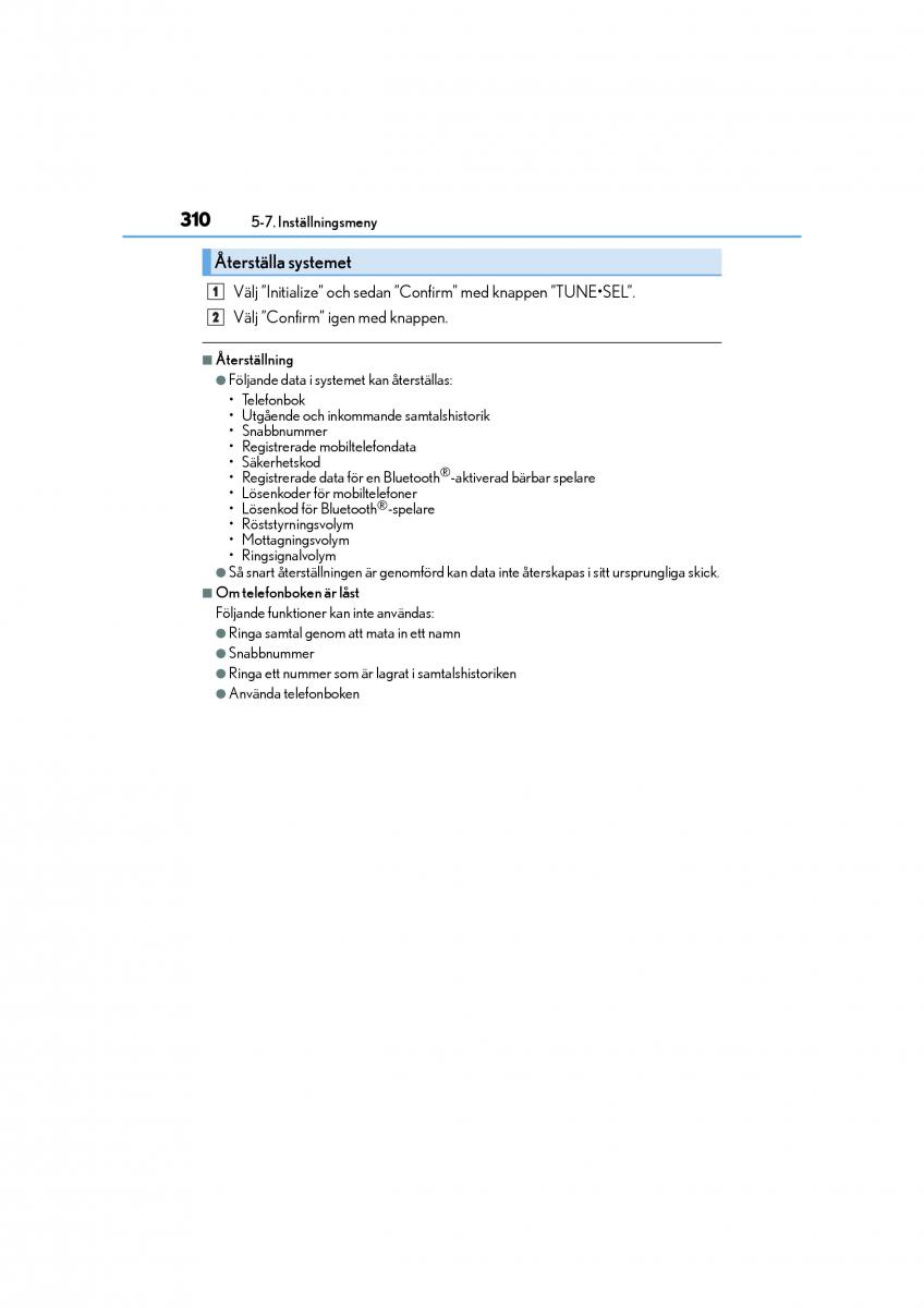 Lexus CT200h instruktionsbok / page 310