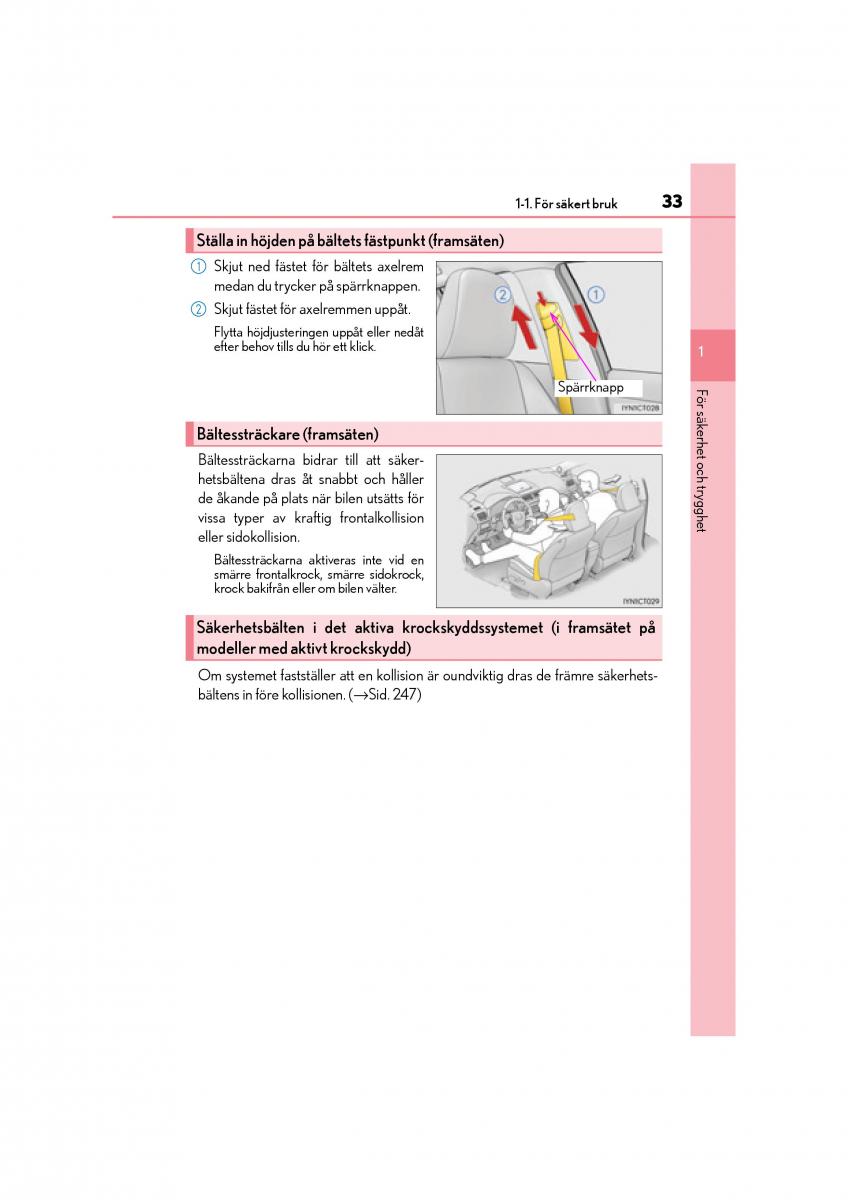 Lexus CT200h instruktionsbok / page 33