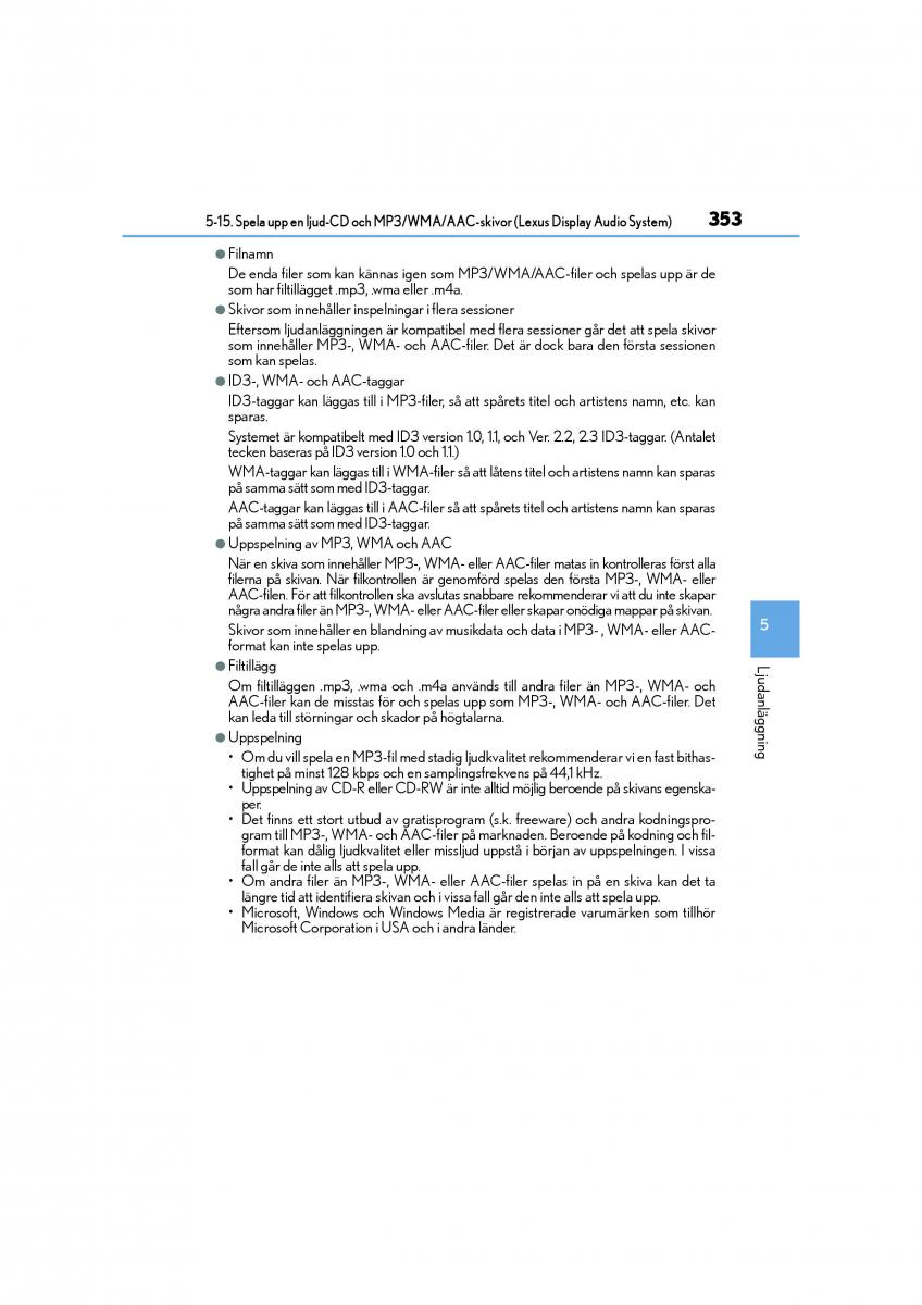 Lexus CT200h instruktionsbok / page 353