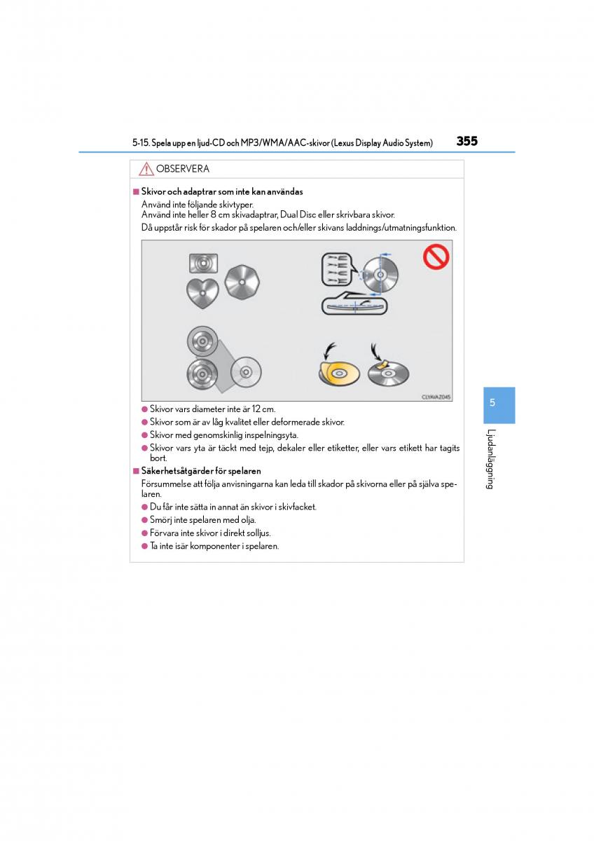 Lexus CT200h instruktionsbok / page 355