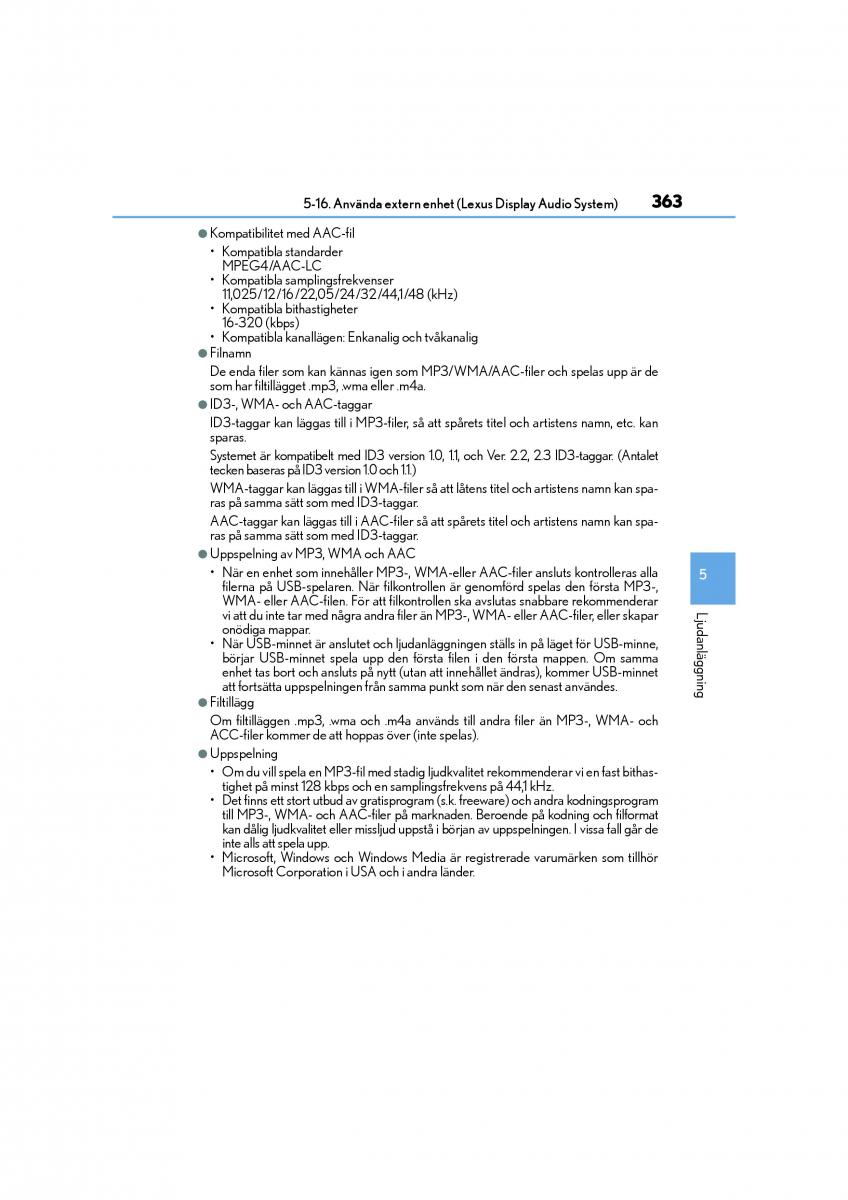 Lexus CT200h instruktionsbok / page 363