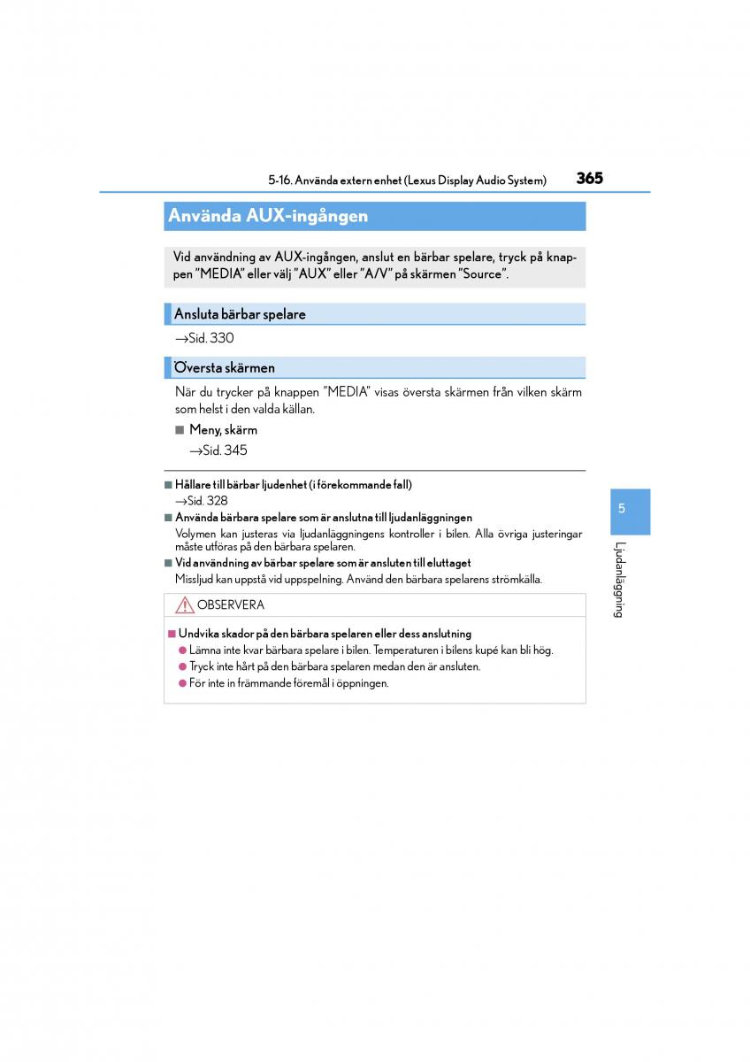 Lexus CT200h instruktionsbok / page 365