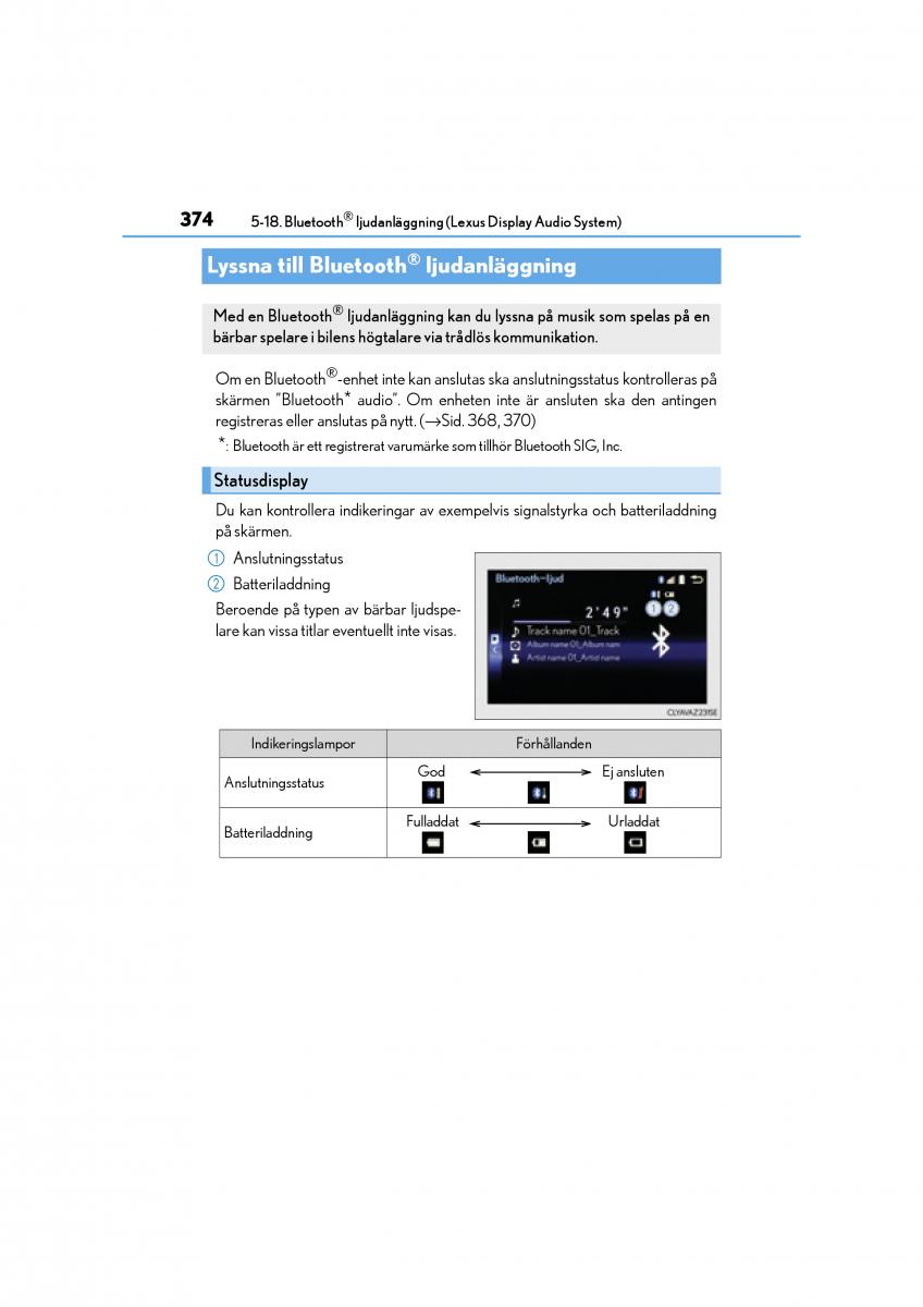 Lexus CT200h instruktionsbok / page 374