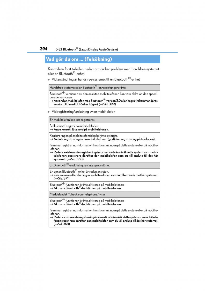 Lexus CT200h instruktionsbok / page 394