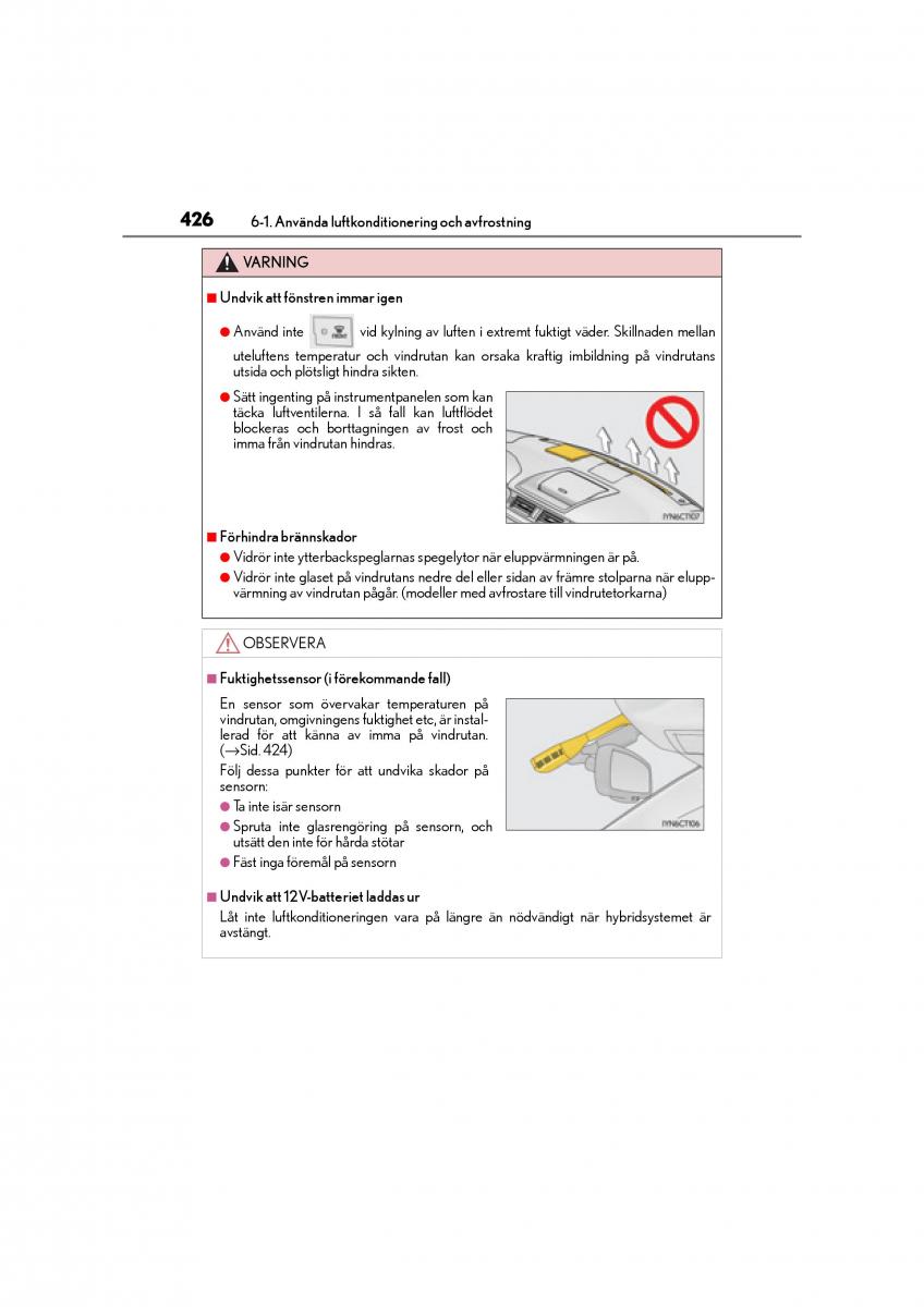 Lexus CT200h instruktionsbok / page 426